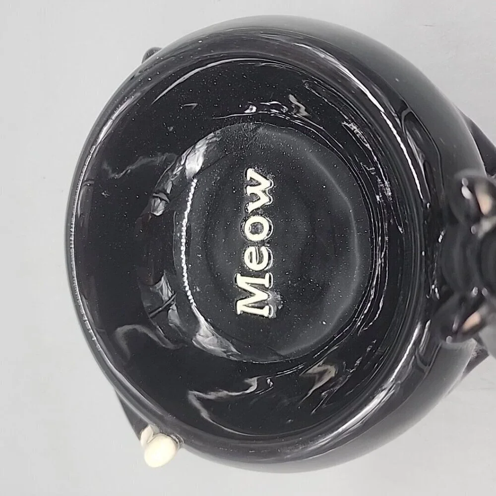 Russ Berrie ALLEY KATZ Black Cat Dish Bowl Anthropomorphic Trinket Ceramic